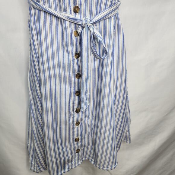 American Eagle Blue & White Striped Sleeveless Button Front Summer Dress Large - Picture 5 of 11